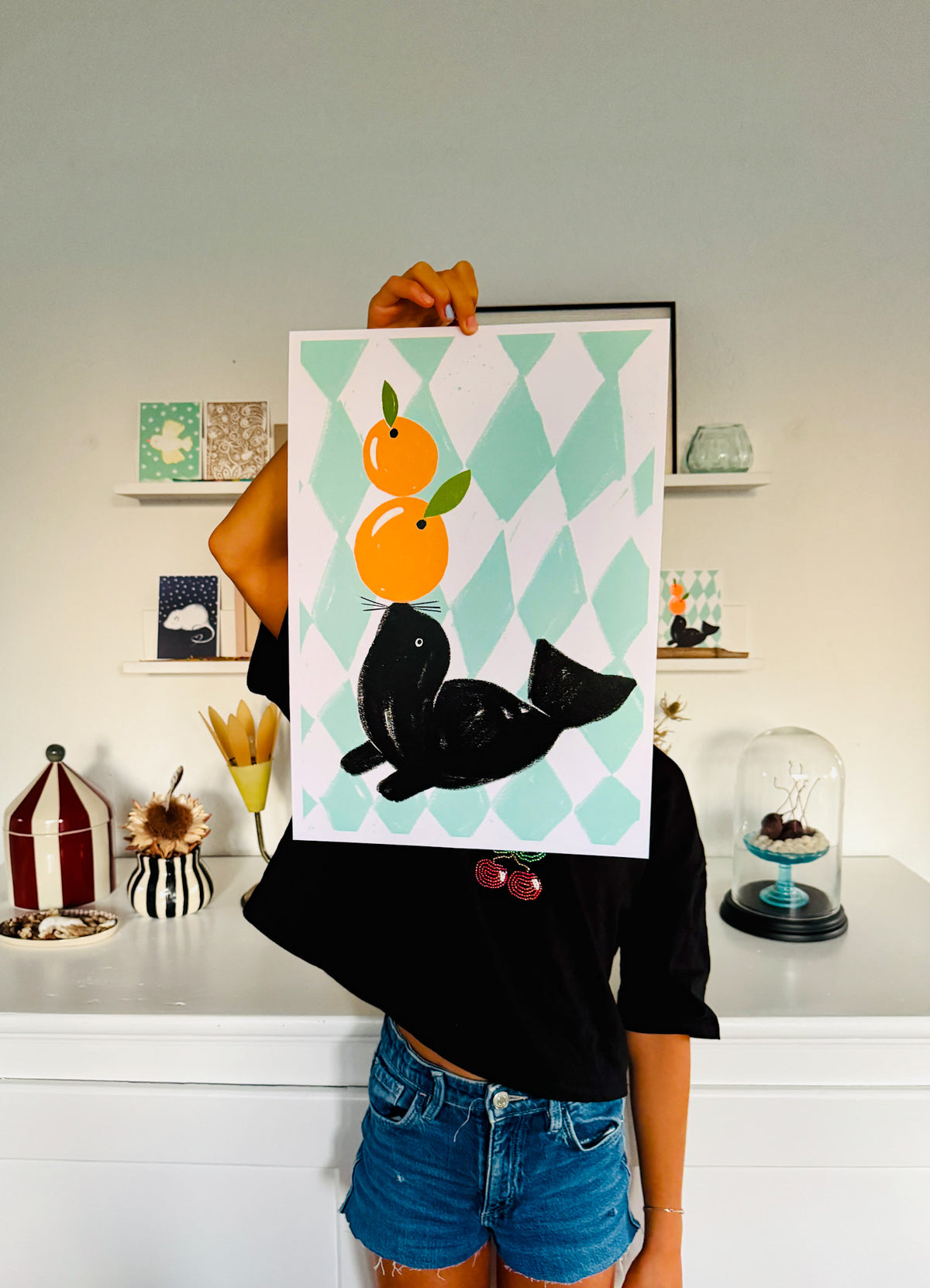 Poster Seehund & Orange